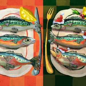 Double-Sided Holiday Fish Print